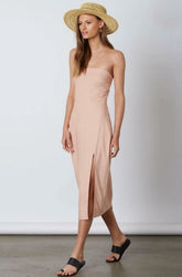 Bridget Blush Pink Strapless Midi Dress