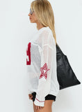 Korrin V Neck Graphic Knit Sweater White