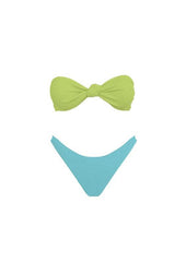 There She Goes Blue and Lime Front Knot Bikini