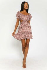 Maya Mauve Floral Off the Shoulder Mini Dress