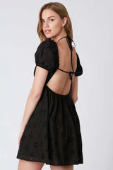 Dana Black Eyelet Off Shoulder Mini Dress