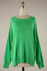 Coffee Date Spring Green Oversized Sweater