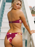 Candy Strapless Bikini Top Burgundy Floral
