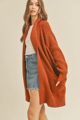 LUSH Aspen Chestnut Open Front Cardigan Sweater