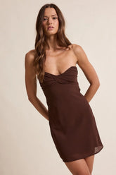 Double Take Brown Strapless Mini Dress