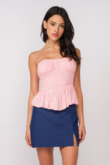 Amelia Light Pink Floral Strapless Top