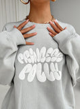Princess Polly Crew Neck Sweatshirt Bubble Text Grey Cloud White