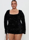 Vinelle Long Sleeve Mini Dress Black Curve