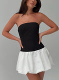 Delicacies Bubble Hem Mini Dress Black White
