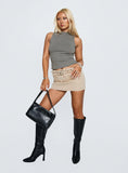 Revelations Buckle Mini Skirt Camel