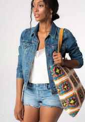 Meni Natural Patchwork Crochet Tote
