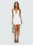 Tanishia Plunge Neck Playsuit White