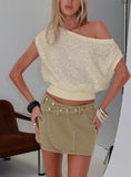 Katlynne Button Detail Mini Skirt Washed Beige