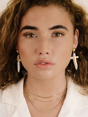 Ettika Organic Freshwater Pearl Cross Earrings