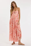 Brisa Coral Floral Strapless Maxi Dress