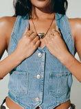 Thayer Denim Vest Top Mid Blue