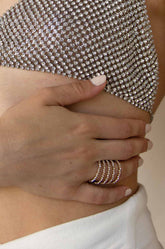 Ettika Spiral Down Crystal Gold Ring