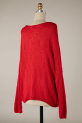 Be Mine Red Sheer Heart Sweater