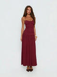 Marguerite Halter Maxi Dress Ruby Wine