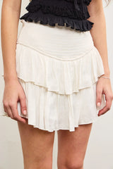 Monaco White Ruffled Skort