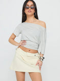 Supersonic Belted Denim Mini Skirt Ivory