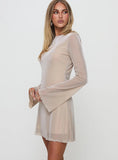 Supanova Long Sleeve Mini Dress Champagne