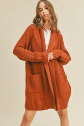 LUSH Aspen Chestnut Open Front Cardigan Sweater