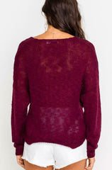 By Your Side Burgundy Wrap Sweater
