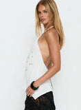 Bonanza Asymmetrical Halter Top White