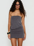 Belia Mini Dress Diamante Dark Grey