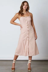 Parga Blush Tie Back Midi Dress