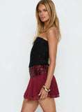 Zenayda Drop Waist Sequin Mini Skirt Burgundy