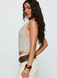 Whimsy Halter Top Chocolate White Stripe