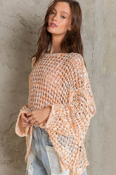 Lucky in Love Orange Oversized Crochet Sweater