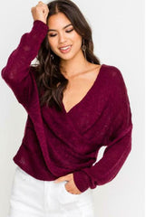 By Your Side Burgundy Wrap Sweater