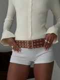 Dusk Dipped Layered Belt Brown Gold