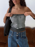 Lissey Strapless Knit Top Grey Stripe