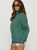Lancelot Turtle Neck Oversized Jumper Green Stripe
