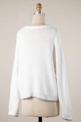 Snowflake White Oversized Pullover Sweater