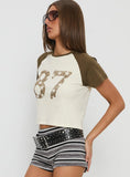 87 Classic Graphic Top White Green