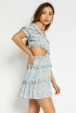 Maya Blue Floral Off the Shoulder Mini Dress