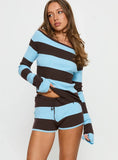 Ahani Low Rise Knit Shorts Blue / Brown