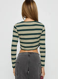 Bentlea Long Sleeve Top Green Yellow Stripe