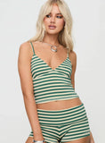 Miztaray Cami Top Green Cream Stripe