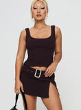 Genessa Belted Micro Mini Skirt Wine