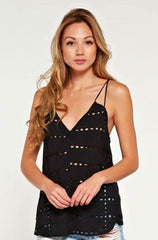 Beth Black Eyelet Sleeveless Top