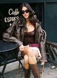 Tanza Faux Leather Mini Skirt Brown Red