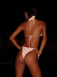 Rissa Halter Bikini Top Pink Stripe