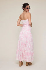 Amalfi White and Pink Floral Maxi Dress