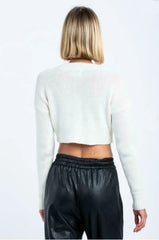 Melanie White Button Up Cropped Cardigan